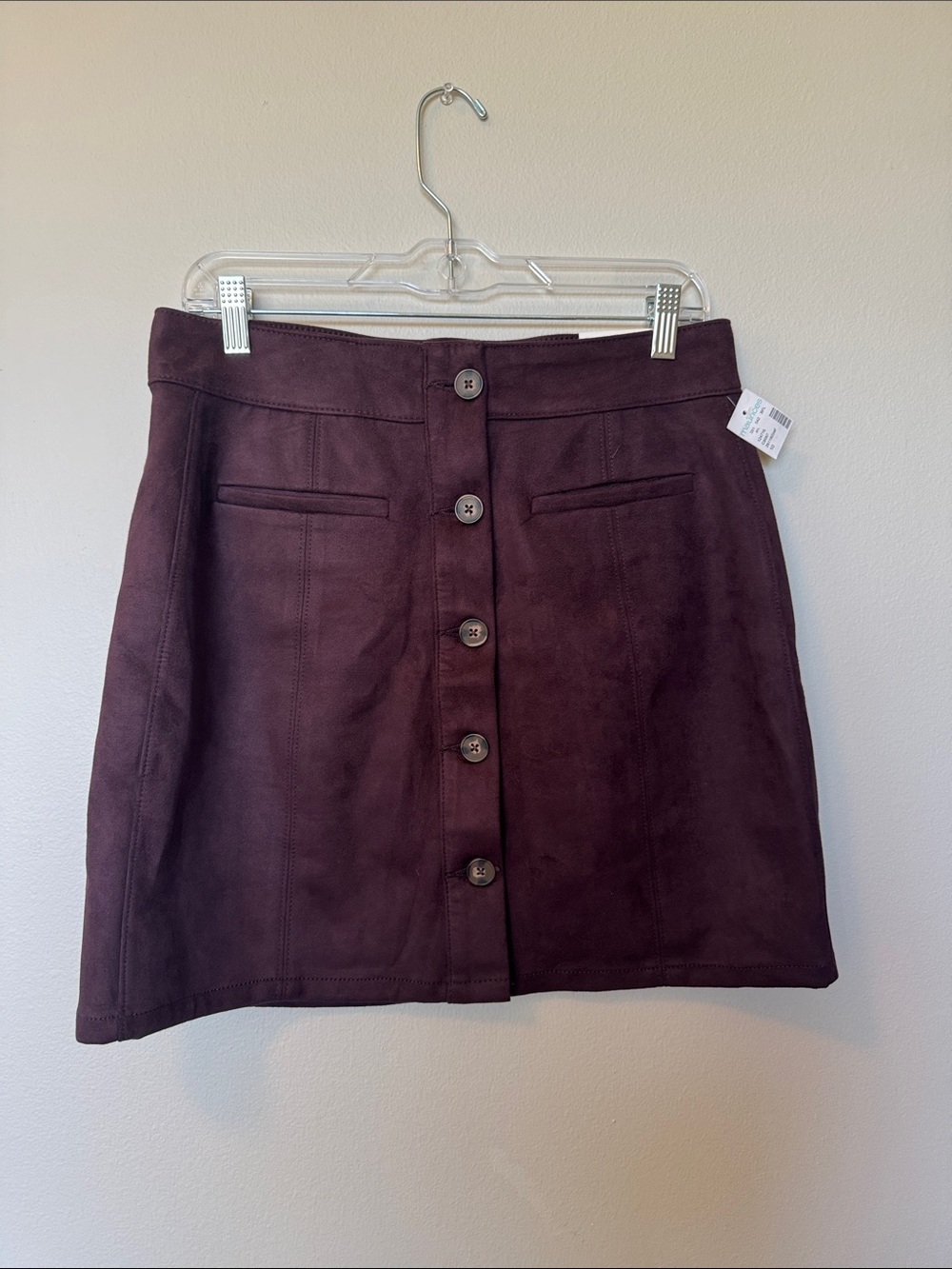 NWT Maurices Purple Button-Front Suede Mini Skirt
